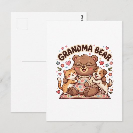 Oma Bär Kuschelig Postkarte (Vorne/Hinten)