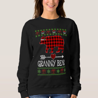 Oma Bär Weihnachtsmann Rot Kariert Familien Schlaf Sweatshirt