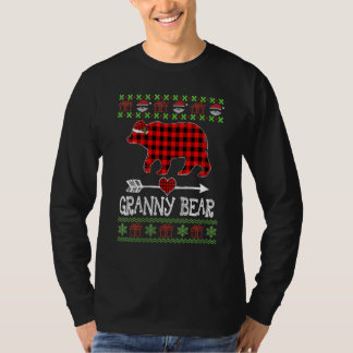 Oma Bär Weihnachtsmann Rot Kariert Familien Schlaf T-Shirt