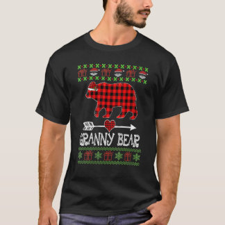 Oma Bär Weihnachtsmann Rot Kariert Familien Schlaf T-Shirt