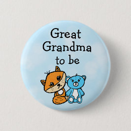 Oma be Little Fox and Teddy Bear Baby Shower Button