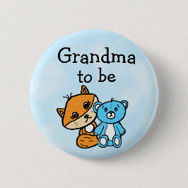Oma be Little Fox and Teddy Bear Baby Shower Button