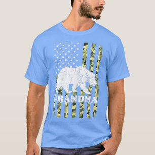Oma Bear Camping Wandern Camouflage USA Amerika T-Shirt