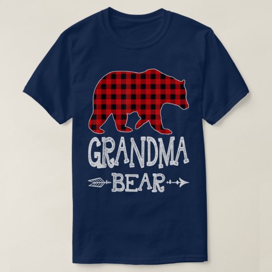Oma Bear Christmas Pajama Red Buffalo Kariert Fa T-Shirt (Design vorne)