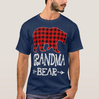 Oma Bear Christmas Pajama Red Buffalo Kariert Fa T-Shirt