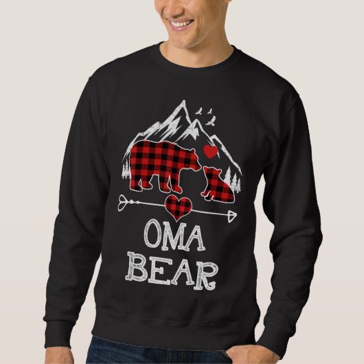 Oma Bear Christmas Pajama Red Kariert Buffalo Fami Sweatshirt (Vorderseite)