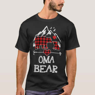 Oma Bear Christmas Pajama Red Kariert Buffalo Fami T-Shirt