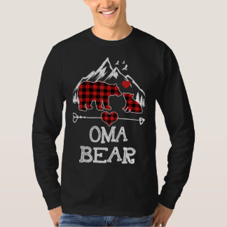 Oma Bear Christmas Pajama Red Kariert Buffalo Fami T-Shirt