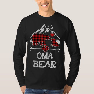 Oma Bear Christmas Pajama Red Kariert Buffalo Fami T-Shirt
