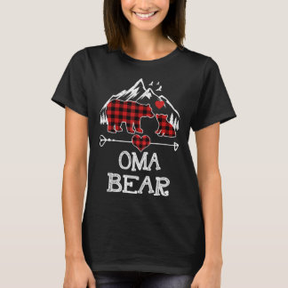 Oma Bear Christmas Pajama Red Kariert Buffalo Fami T-Shirt