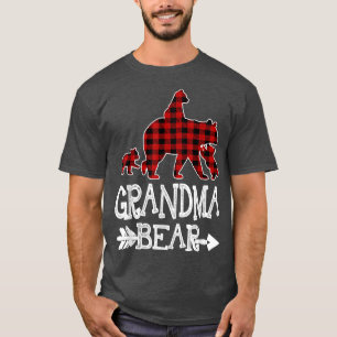 Oma Bear Drei Knochen Roter Kariert Mama Weihnacht T-Shirt
