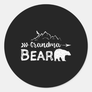 Oma Bear Family Runder Aufkleber