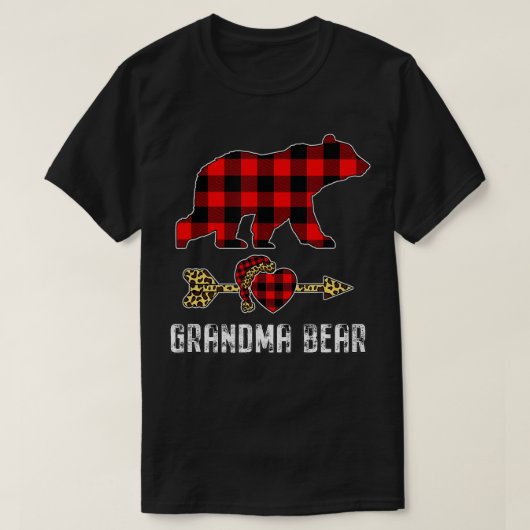 Oma Bear Red Buffalo Kariert Matching Weihnachten T-Shirt (Design vorne)
