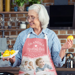 Oma besprenkelt uns mit Liebe Foto-Collage-Schürze Schürze