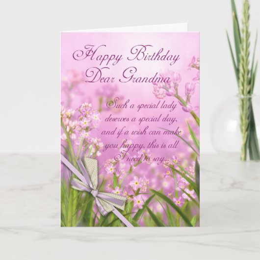 Oma Birthday Card - Rosa Weibchenblume mit Karte (Vorderseite)