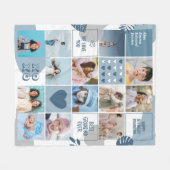 Oma Birthday Grandkids Foto Collage Blue Fleecedecke (Vorderseite (Horizontal))