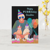 Oma Birthday Katzen mit Party Hats Cupcakes Karte (Gelbe Blume)