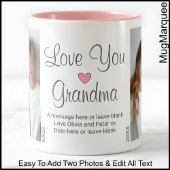 Oma Birthday Message & Two Foto, White C00 Zweifarbige Tasse