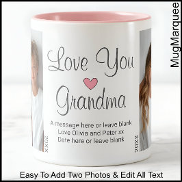 Oma Birthday Message & Two Foto, White C00 Zweifarbige Tasse