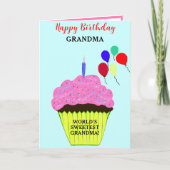 Oma Birthday Pink Cupcake FOTO Karte (Vorderseite)
