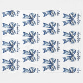 Oma Blaue Schleife mit Blumen, Erste Oma Fleecedecke (Vorderseite (Horizontal))