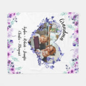Oma Blume Herzstück mit Großkindern Namen & Foto Fleecedecke (Vorderseite (Horizontal))