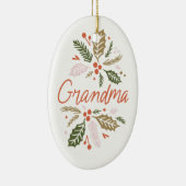 Oma Bright Holly Christmas Foto Keramik Ornament (Rechts)