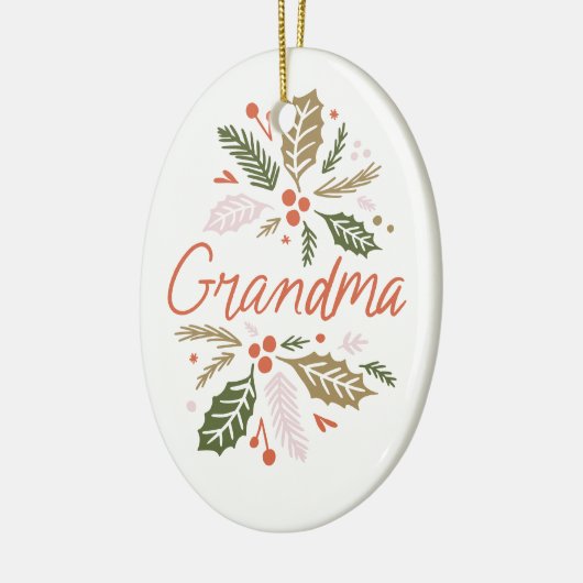 Oma Bright Holly Christmas Foto Keramik Ornament (Links)