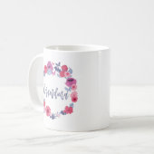 Oma Brush Script Blumenschmetterling Rosa Kraut Kaffeetasse (Vorderseite Links)