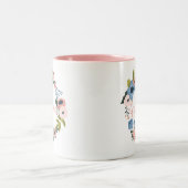 Oma Brush Script Typografic Floral Wreath Zweifarbige Tasse (Mittel)