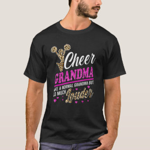 Oma Cheer Biggest Fan Leopard Druck und Pom-Poms T-Shirt