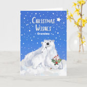 Oma Christmas Wünsche mit Niedlichen Polarbären Karte (Gelbe Blume)