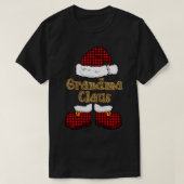Oma Claus Buffalo Karierte Weihnachtsmannmütze Leo T-Shirt (Design vorne)