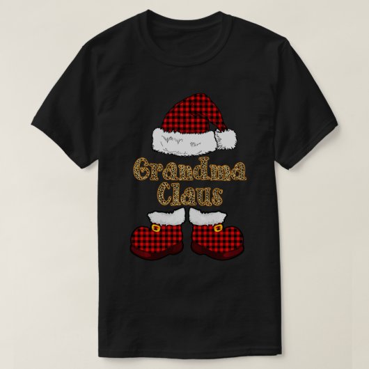 Oma Claus Buffalo Karierte Weihnachtsmannmütze Leo T-Shirt (Design vorne)