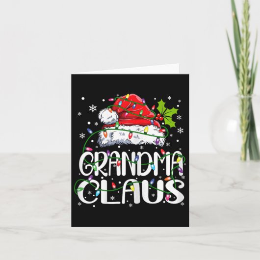 Oma Claus Christmas Lights Pajama Familienspiel Karte (Vorderseite)