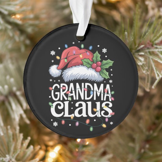 Oma Claus Christmas Lights Pajama Familienspiel Ornament (Baum)