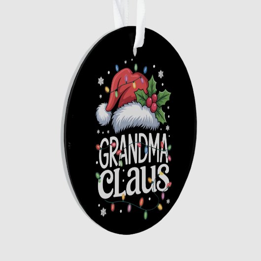 Oma Claus Christmas Lights Pajama Familienspiel Ornament (Vorderseite)