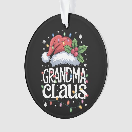 Oma Claus Christmas Lights Pajama Familienspiel Ornament (Vorderseite)