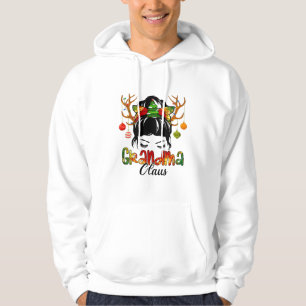 Oma Claus Messy Bun Wink Augen Weihnachtsdekoratio Hoodie