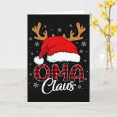 Oma Claus Santa Hut Rentier Rot Kariert Passend Fa Karte (Gelbe Blume)
