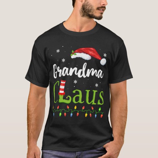 Oma Claus Santa Pajamas Funny Geschenk Idee Christ T-Shirt (Vorderseite)