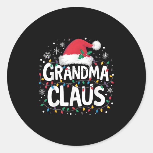 Oma Claus Weihnachtsbeleuchtung Weihnachtsfamilie Runder Aufkleber (Vorderseite)