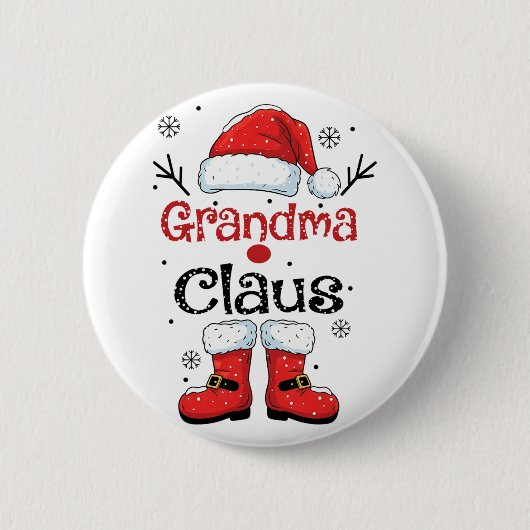 Oma Claus Weihnachtskostüm Pyjama Familienpassend Button (Vorderseite)