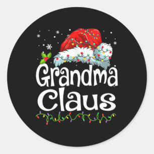 Oma Claus Weihnachtslichter Familie passende Pyjam Runder Aufkleber