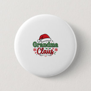 Oma Claus Weihnachtsmann Santa Hut Button
