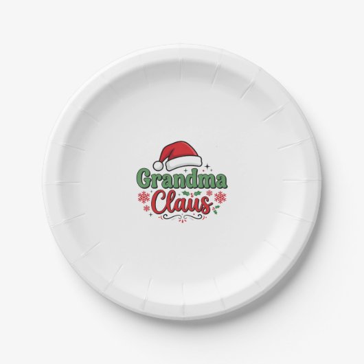 Oma Claus Weihnachtsmann Santa Hut Pappteller (Vorderseite)