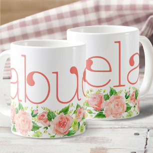 Oma Coral Rosa Wasserfarben Blumenrosen Kaffeetasse