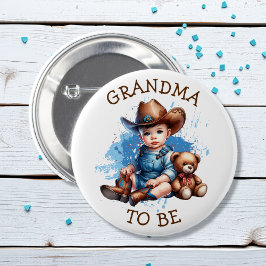 Oma | Cowboy und Teddy Bear Babydusche Button