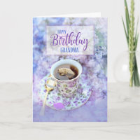 Oma Cup of Tea and Purple Flowers Geburtstag