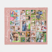 Oma Custom Text Hearts Rose Rosa Fleecedecke (Vorderseite (Horizontal))